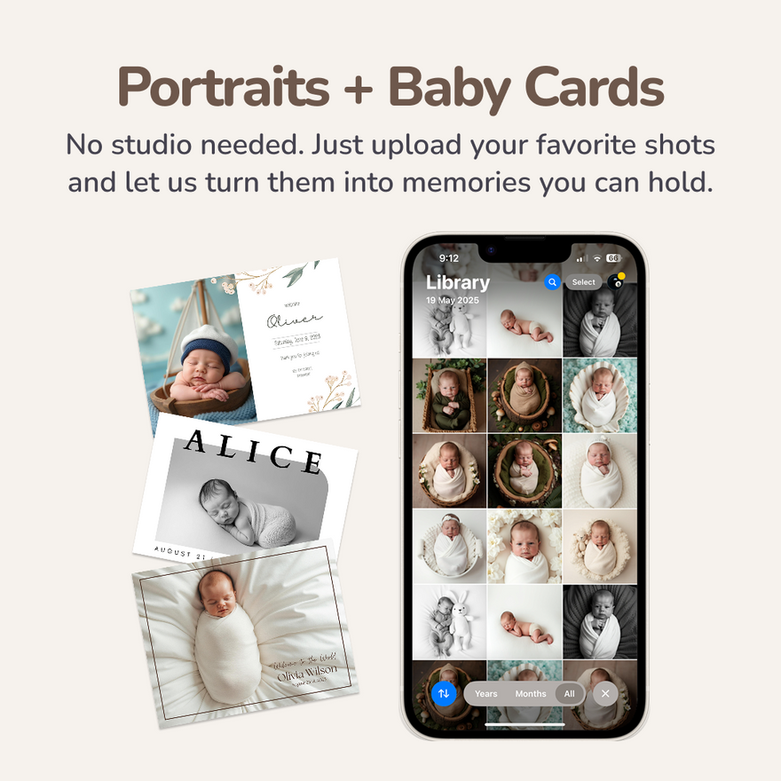 Portraits - Digital Images + Baby Announcement Cards - x20