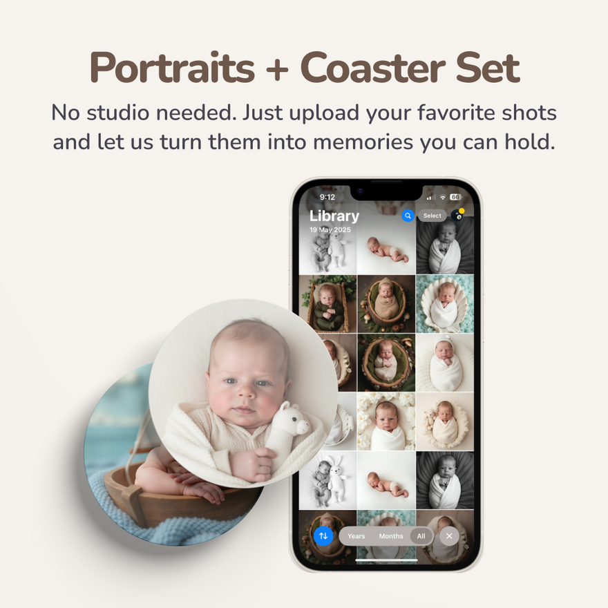 Portraits - Digital Images + Coaster Set x6