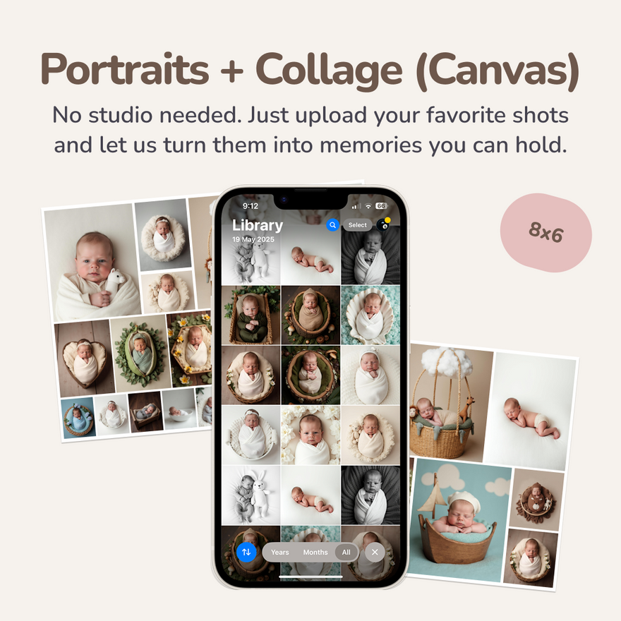 Portraits - Digital Images + Collage - 8x6 - Canvas Print